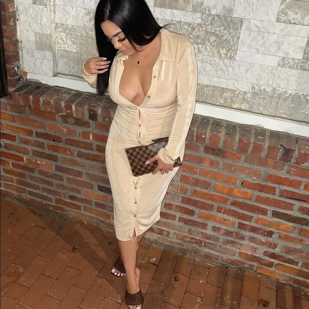 Slinky Ruched Shirt Dress